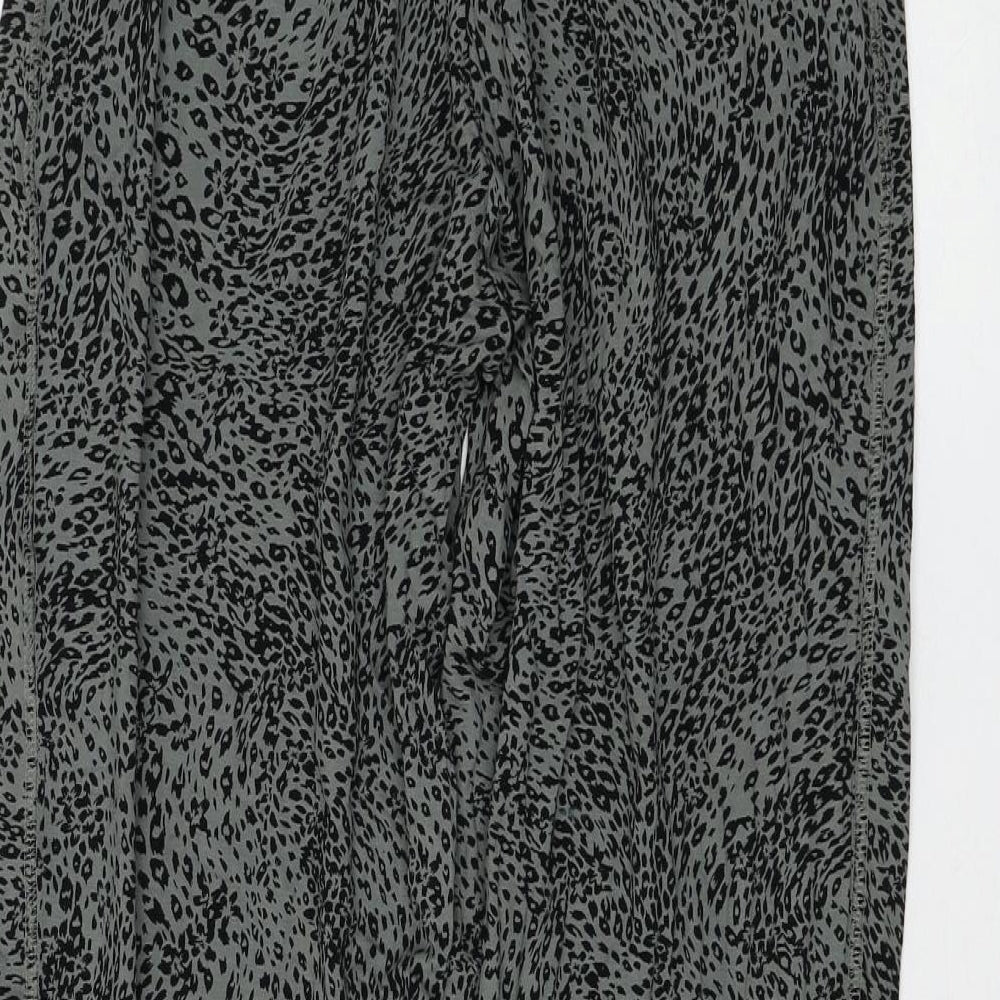 Marks and Spencer Womens Green Animal Print Viscose Jogger Trousers Size 6 L25 in Regular