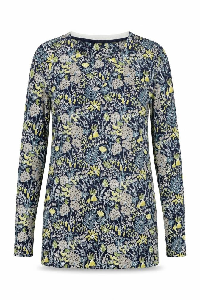 NEXT Womens Blue V-Neck Floral Cotton Pullover Jumper Size 8