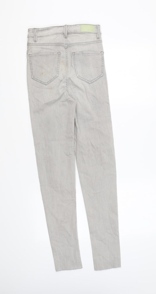 Marks and Spencer Womens Grey Cotton Skinny Jeans Size 6 L28 in Regular Zip