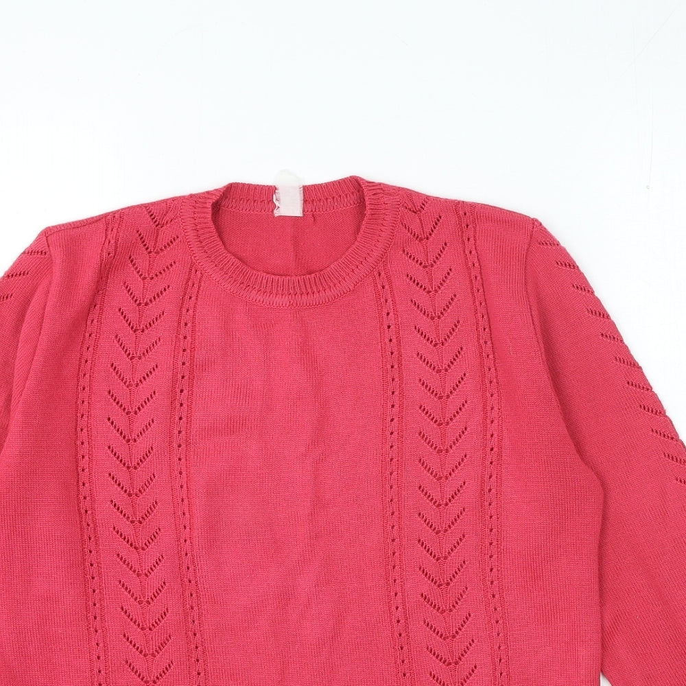 Preworn Womens Pink Crew Neck Acrylic Pullover Jumper Size M