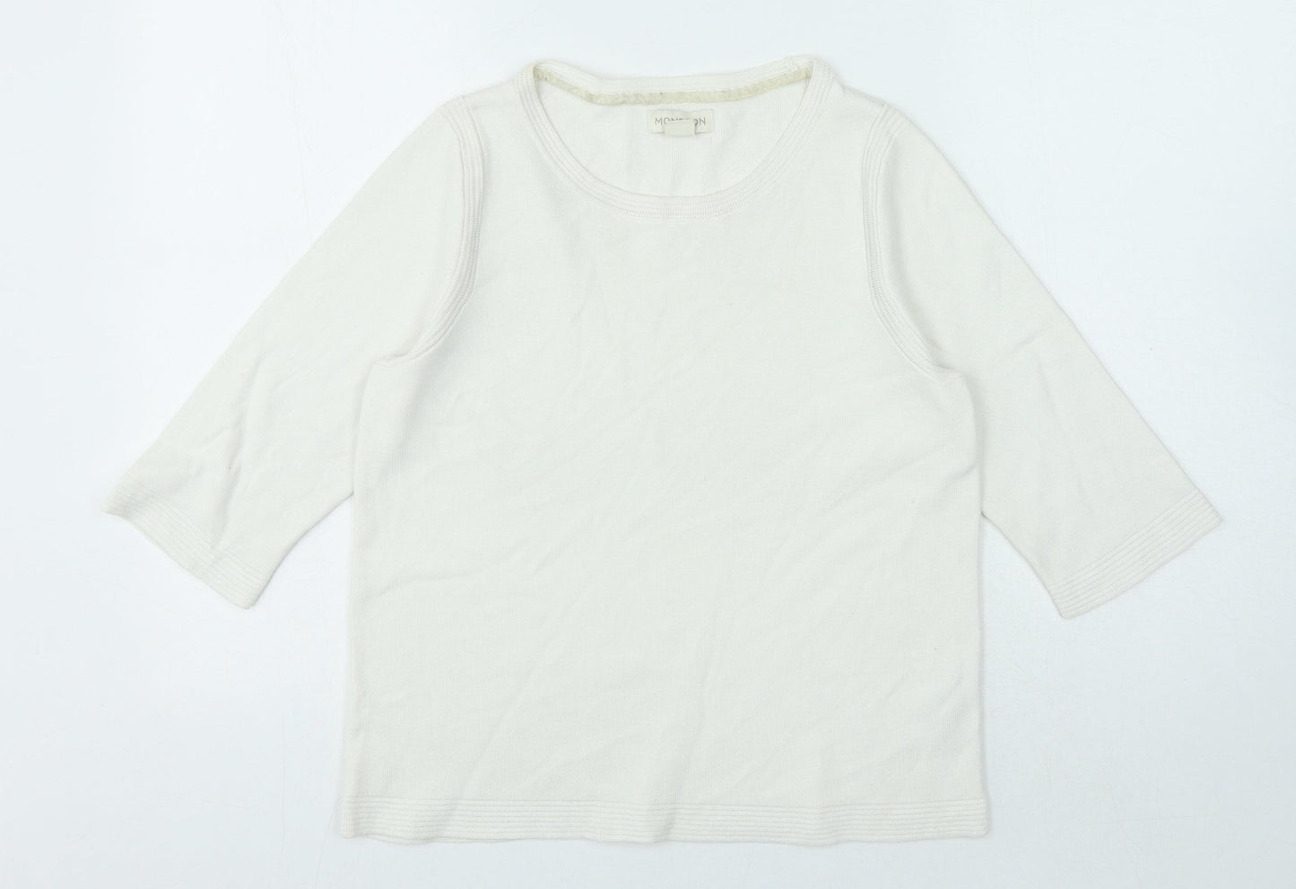 Monsoon Womens White Crew Neck Viscose Pullover Jumper Size 12