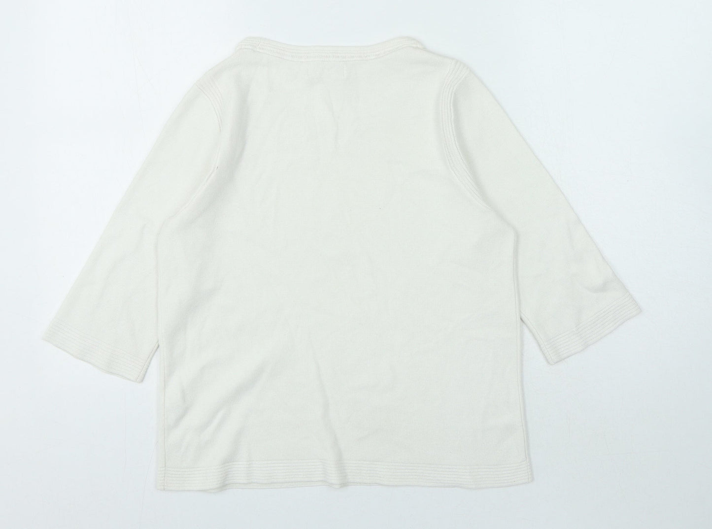 Monsoon Womens White Crew Neck Viscose Pullover Jumper Size 12