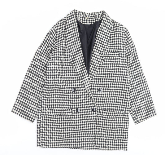 MARK ONE Womens Black Herringbone Jacket Blazer Size 14 Button