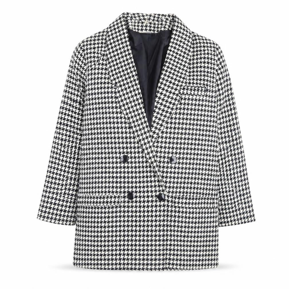 MARK ONE Womens Black Herringbone Jacket Blazer Size 14 Button