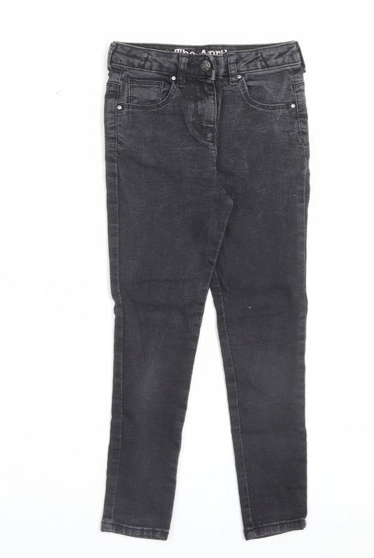 Matalan Girls Black Cotton Skinny Jeans Size 8 Years Regular Button