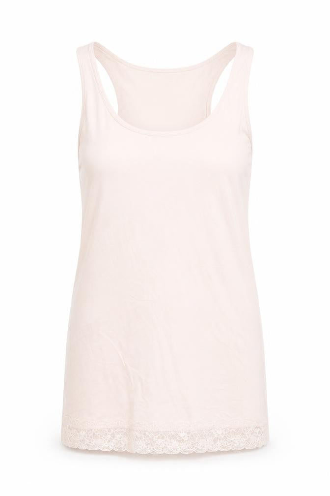 H&M Womens Pink Cotton Basic Tank Size M Scoop Neck - Lace Detail