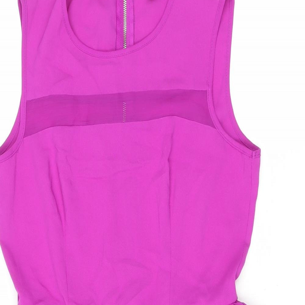 H&M Womens Purple Polyester Pencil Dress Size 10 Scoop Neck Zip