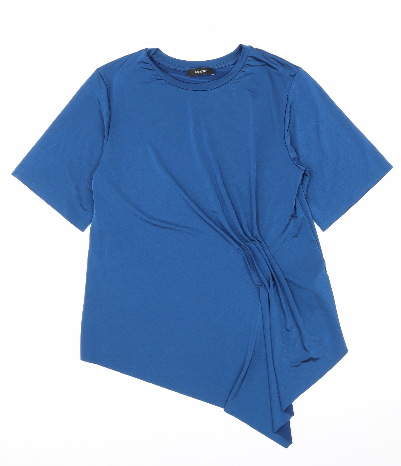 Marks and Spencer Womens Blue Polyester Basic T-Shirt Size 8 Round Neck