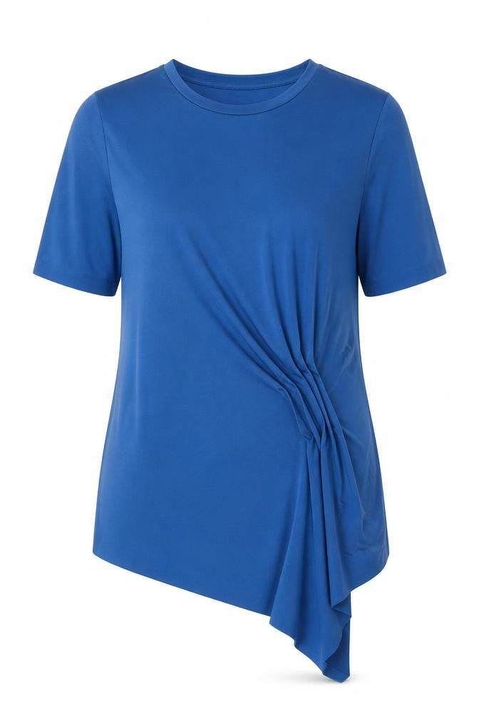 Marks and Spencer Womens Blue Polyester Basic T-Shirt Size 8 Round Neck