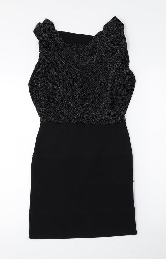Urban Bliss Womens Black Nylon Bodycon Size 8 Cowl Neck Pullover