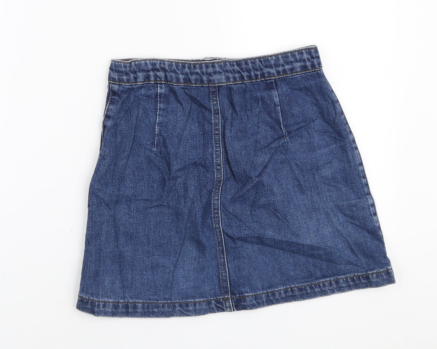Topshop Womens Blue Cotton A-Line Skirt Size 26 in Button