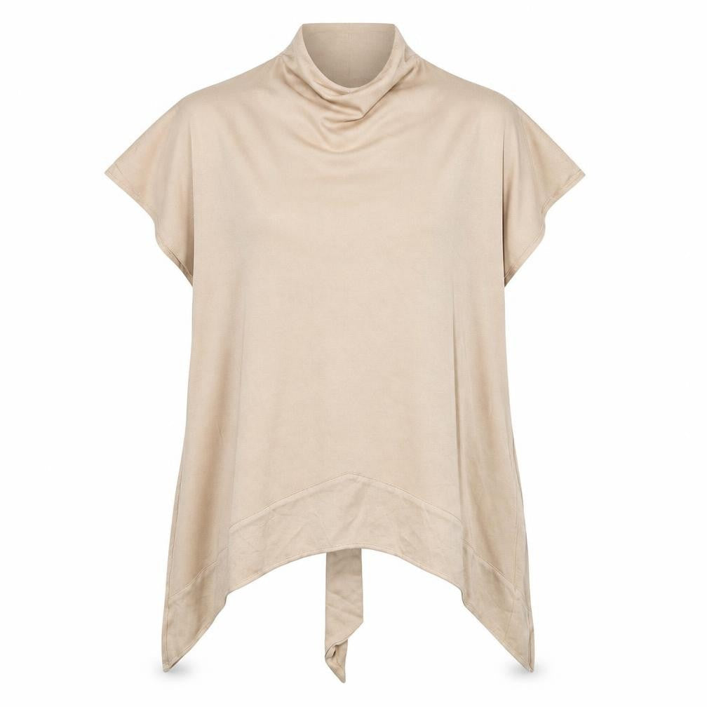 H&M Womens Beige Viscose Tunic Blouse Size XS High Neck