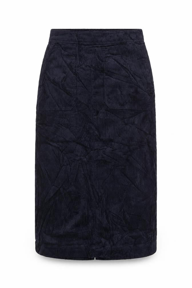 Marks and Spencer Womens Blue Cotton Straight & Pencil Skirt Size 6 Zip