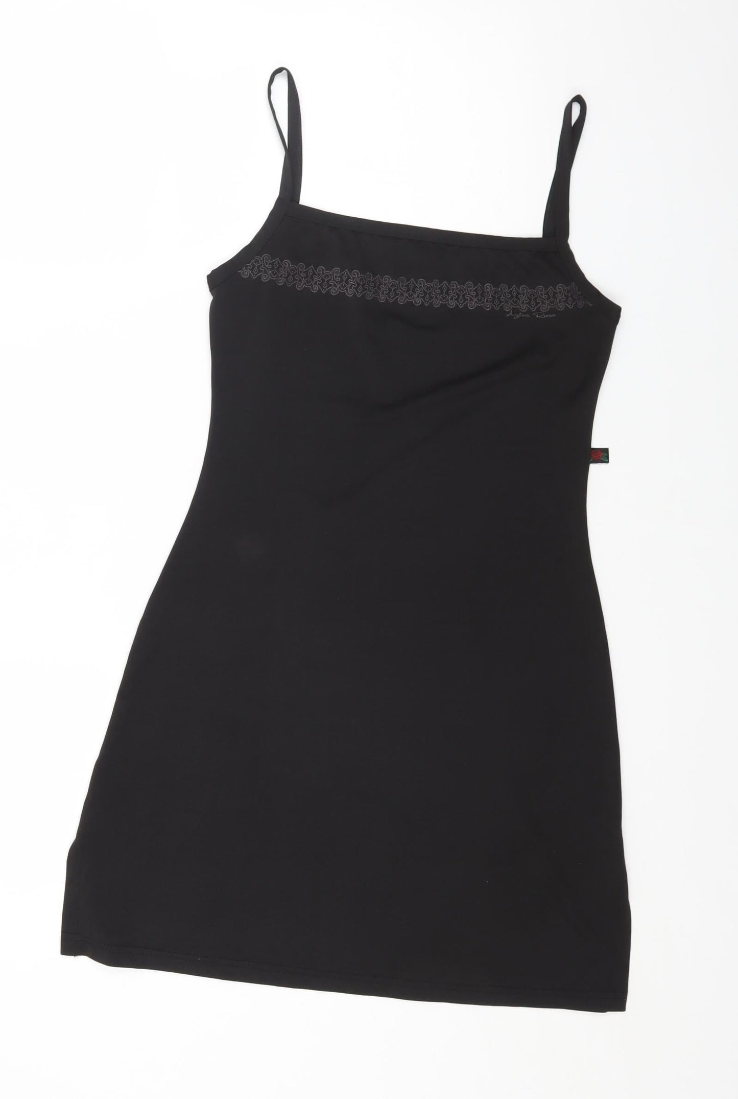 Aztec rose Womens Black Elastane Bodycon Size 36 Square Neck - Logo