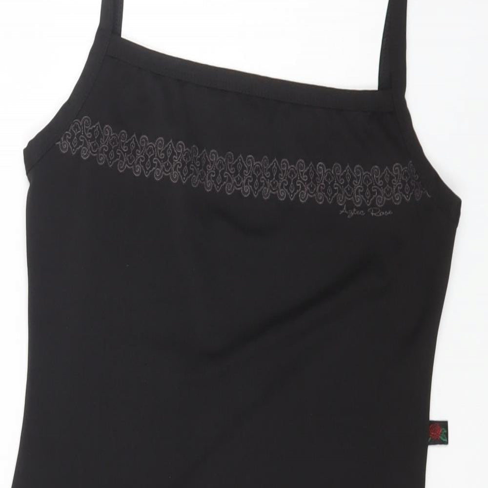 Aztec rose Womens Black Elastane Bodycon Size 36 Square Neck - Logo
