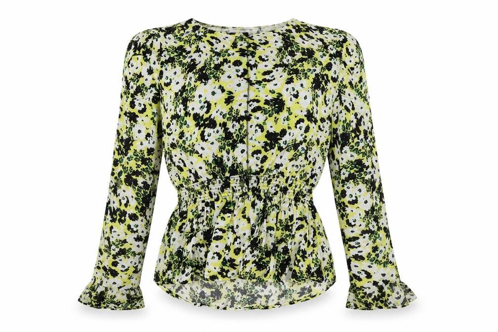 Marks and Spencer Womens Multicoloured Floral Viscose Basic Button-Up Size 6 Round Neck