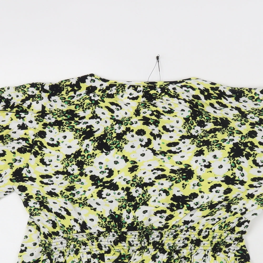 Marks and Spencer Womens Multicoloured Floral Viscose Basic Button-Up Size 6 Round Neck