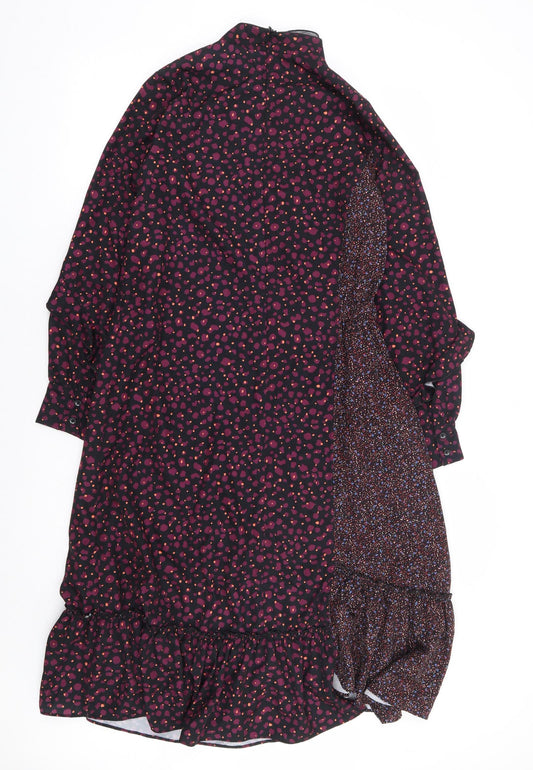 Juicy Judy Womens Purple Animal Print Polyester A-Line Size 4 Mock Neck Zip - Print Clash