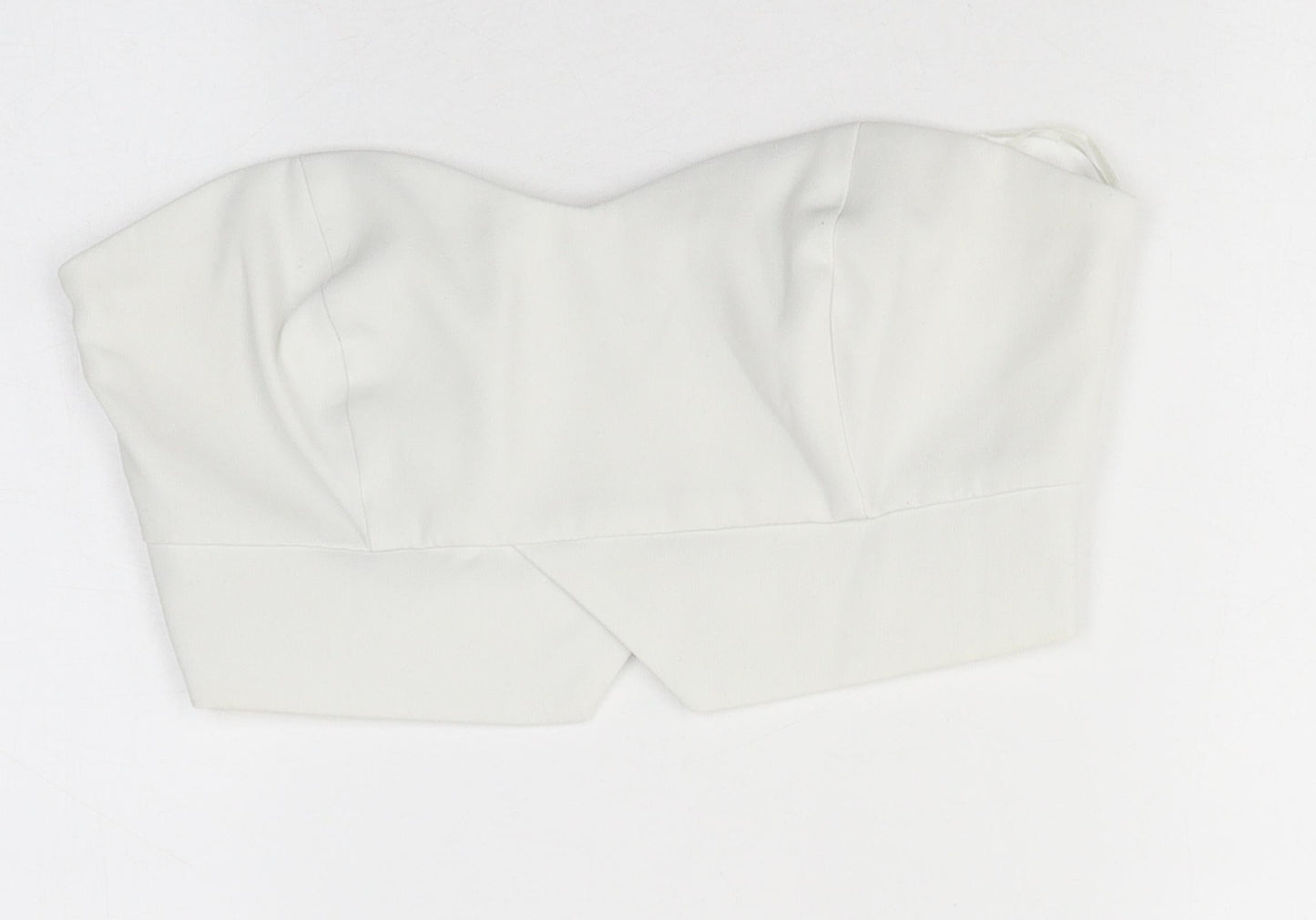 Topshop Womens White Polyester Cropped Blouse Size 8 Off the Shoulder