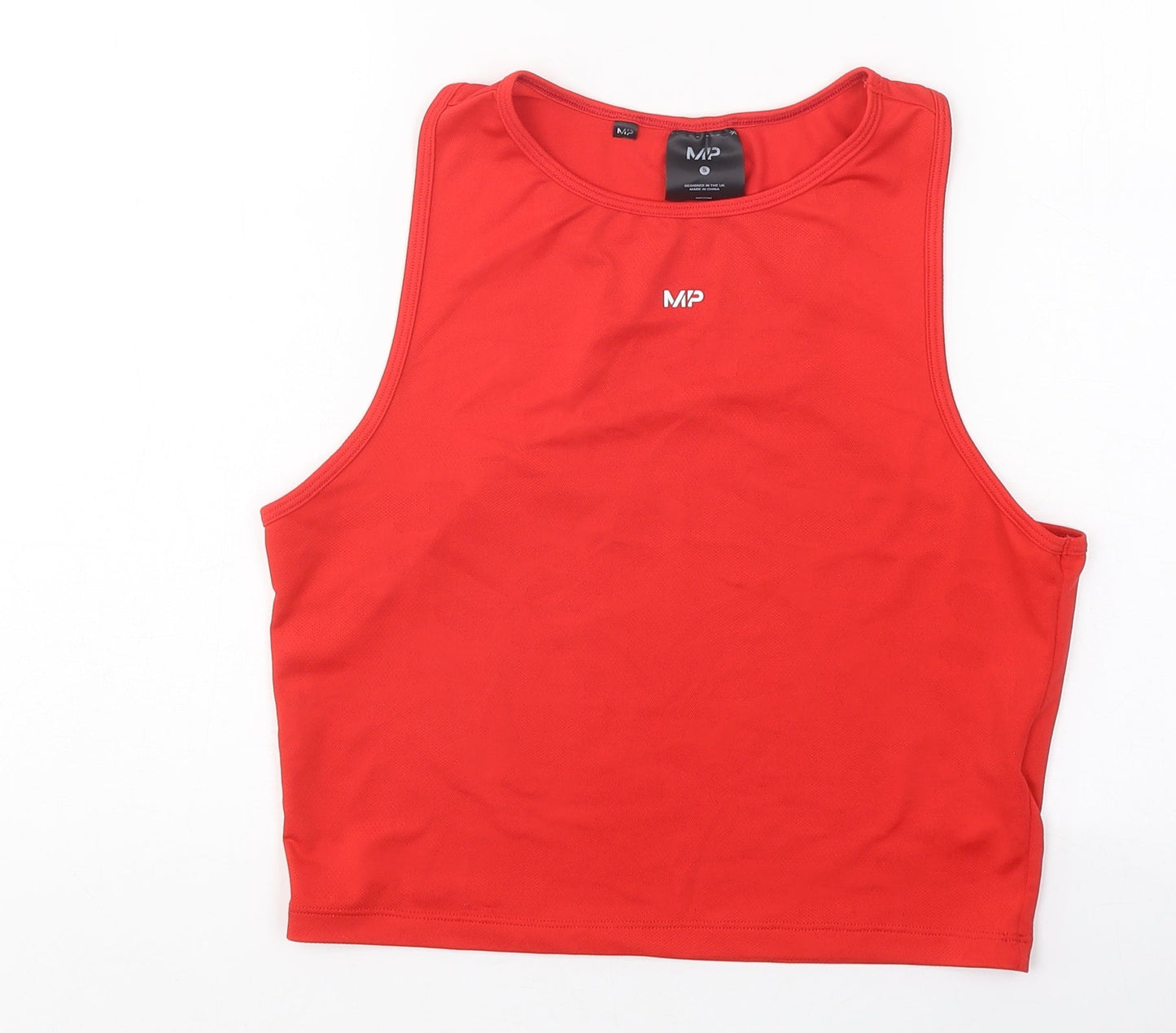 MP Womens Red Polyester Cropped Tank Size S Roll Neck