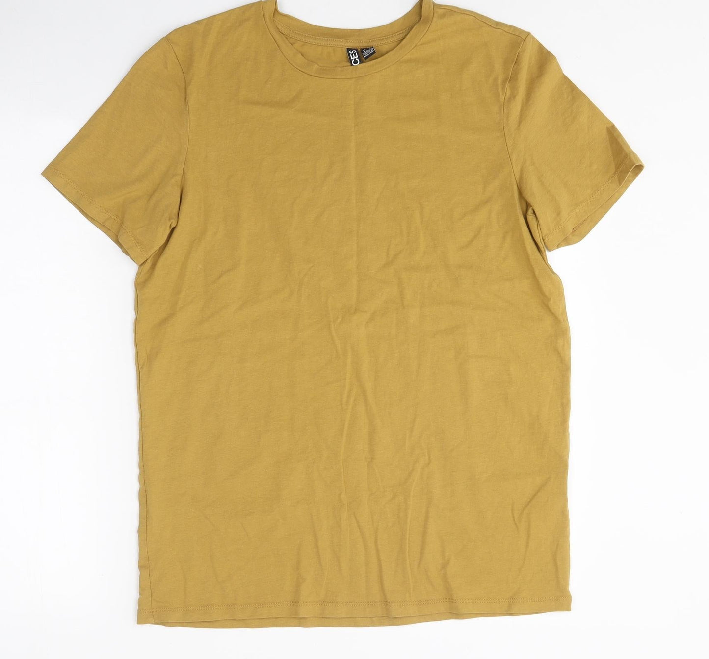 Pieces Mens Yellow Polyester Polo Size M Round Neck Pullover