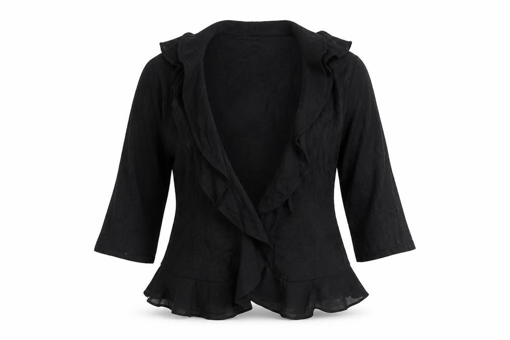 Alterna Womens Black Linen Basic Blouse Size 6 V-Neck