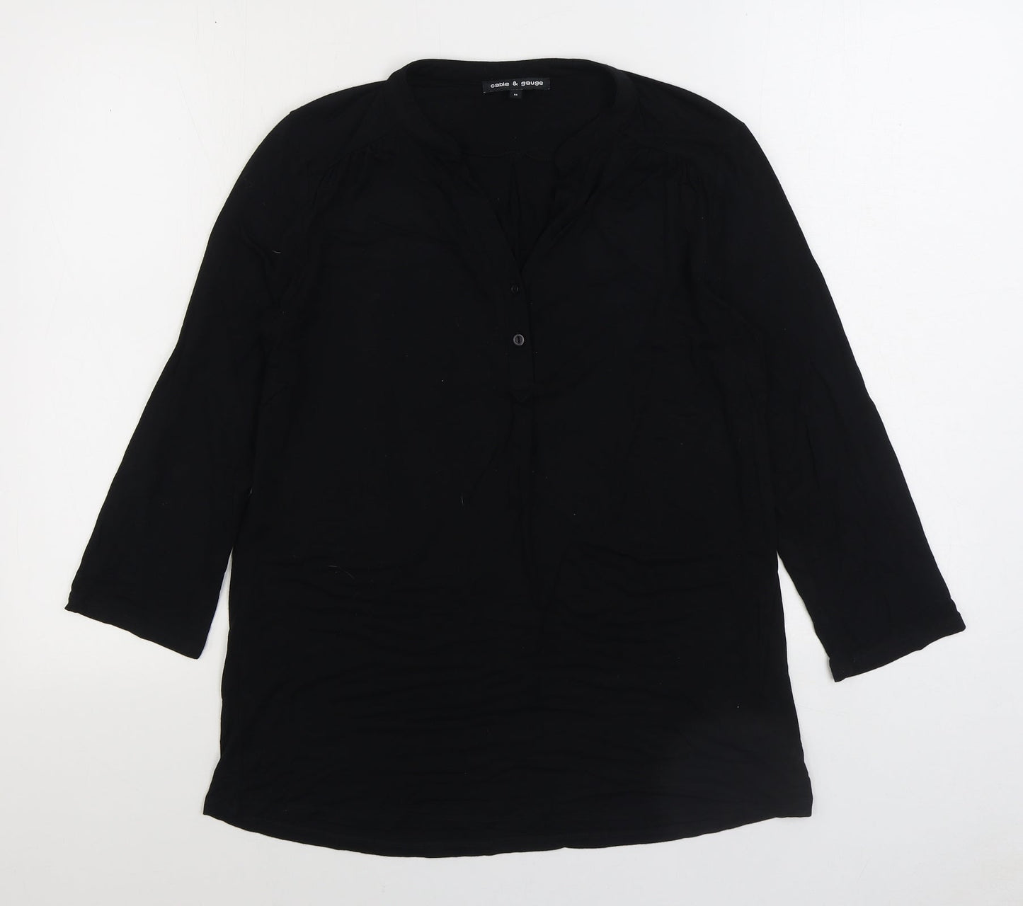 Cable & Gauge Womens Black Viscose Basic Blouse Size M Round Neck