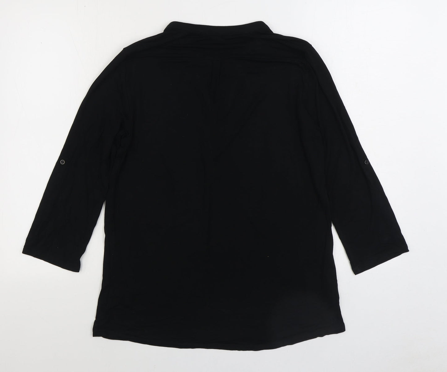 Cable & Gauge Womens Black Viscose Basic Blouse Size M Round Neck