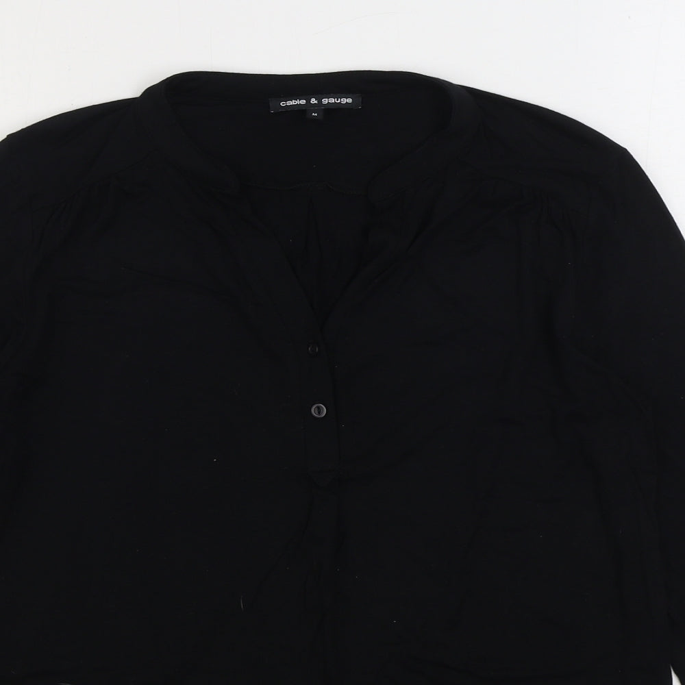 Cable & Gauge Womens Black Viscose Basic Blouse Size M Round Neck