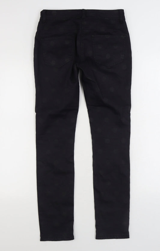 South Womens Black Polka Dot Cotton Straight Jeans Size 10 L29 in Regular Zip