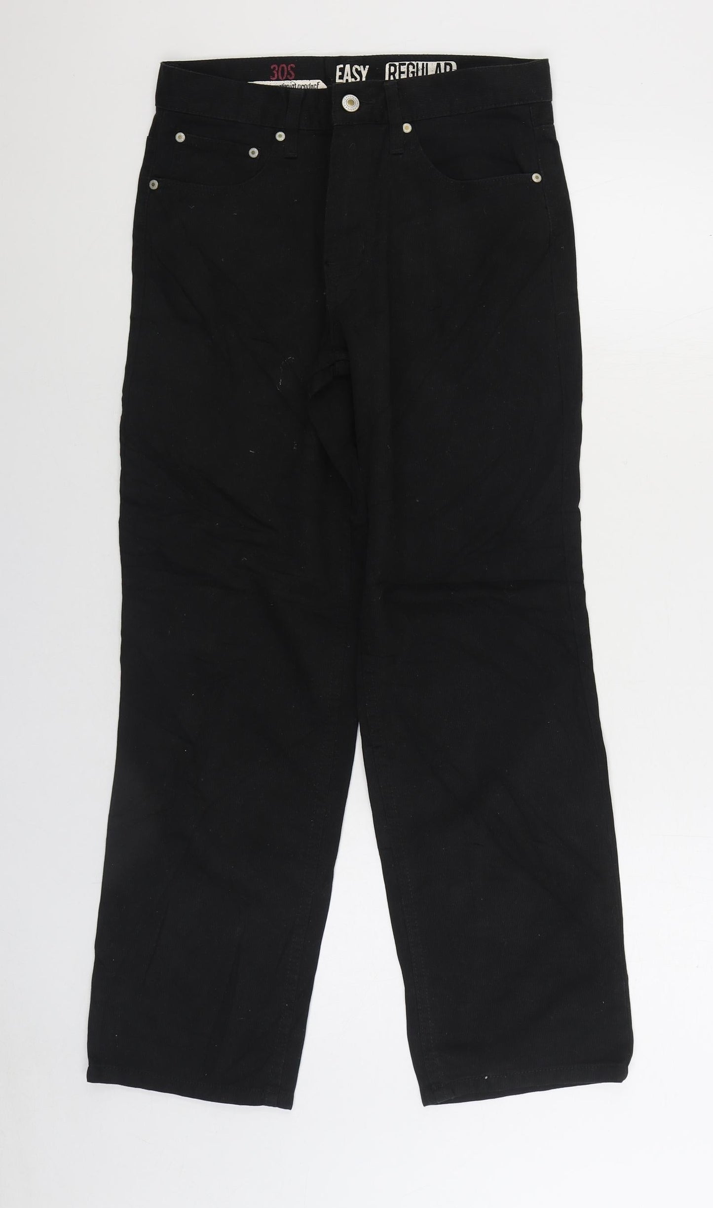 Easy Womens Black Cotton Straight Jeans Size 28 in L28 in Regular Zip