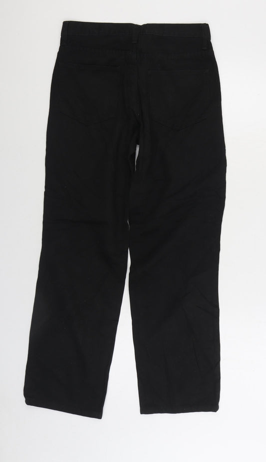 Easy Womens Black Cotton Straight Jeans Size 28 in L28 in Regular Zip