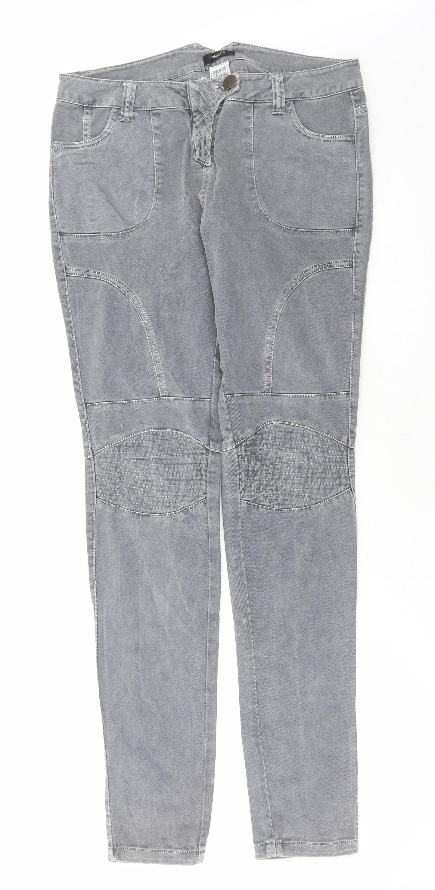 Preworn Womens Grey Cotton Skinny Jeans Size 10 L33 in Regular Button