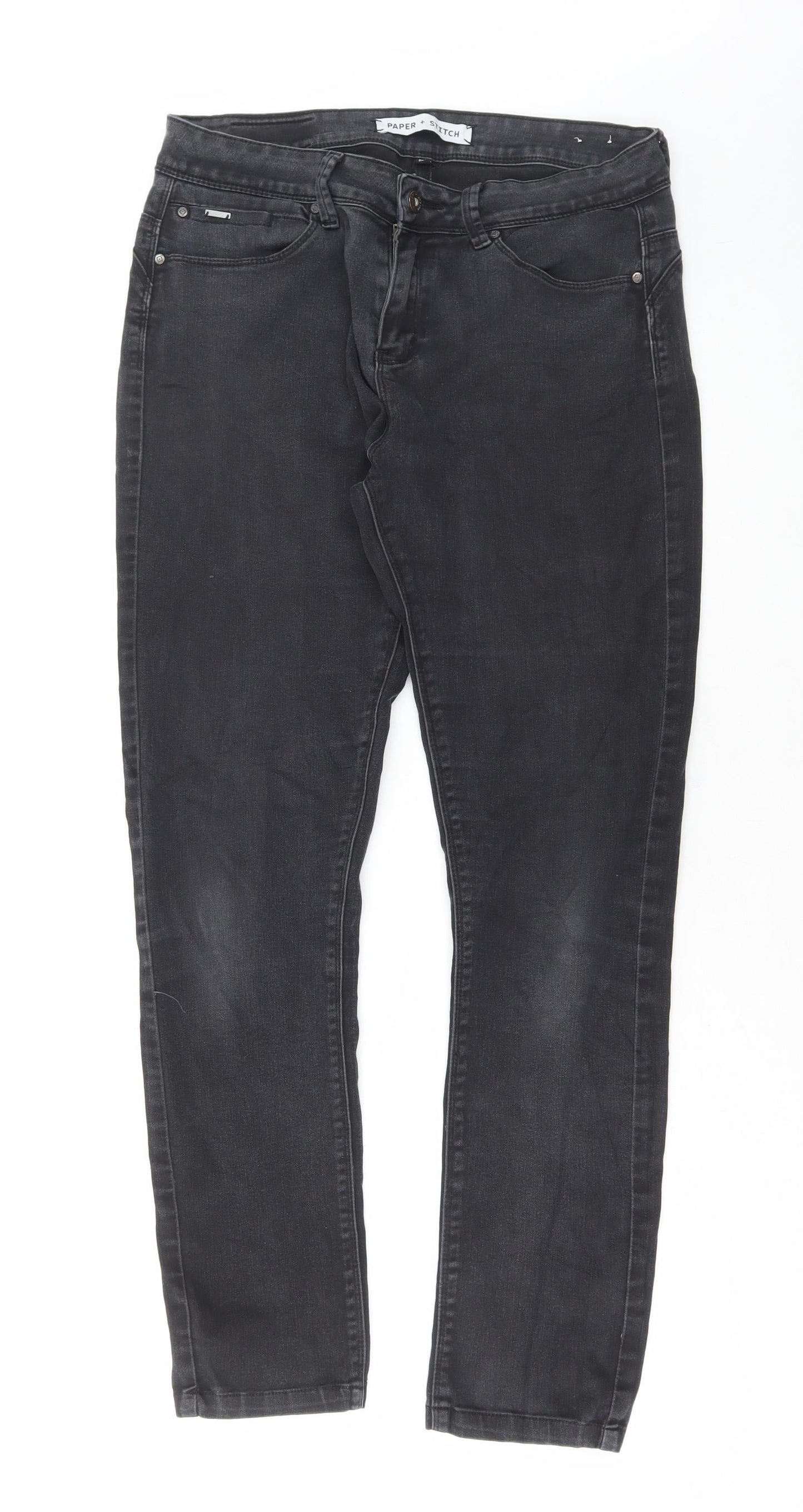 paper & stitch Mens Grey Cotton Skinny Jeans Size 32 in L30 in Regular Button