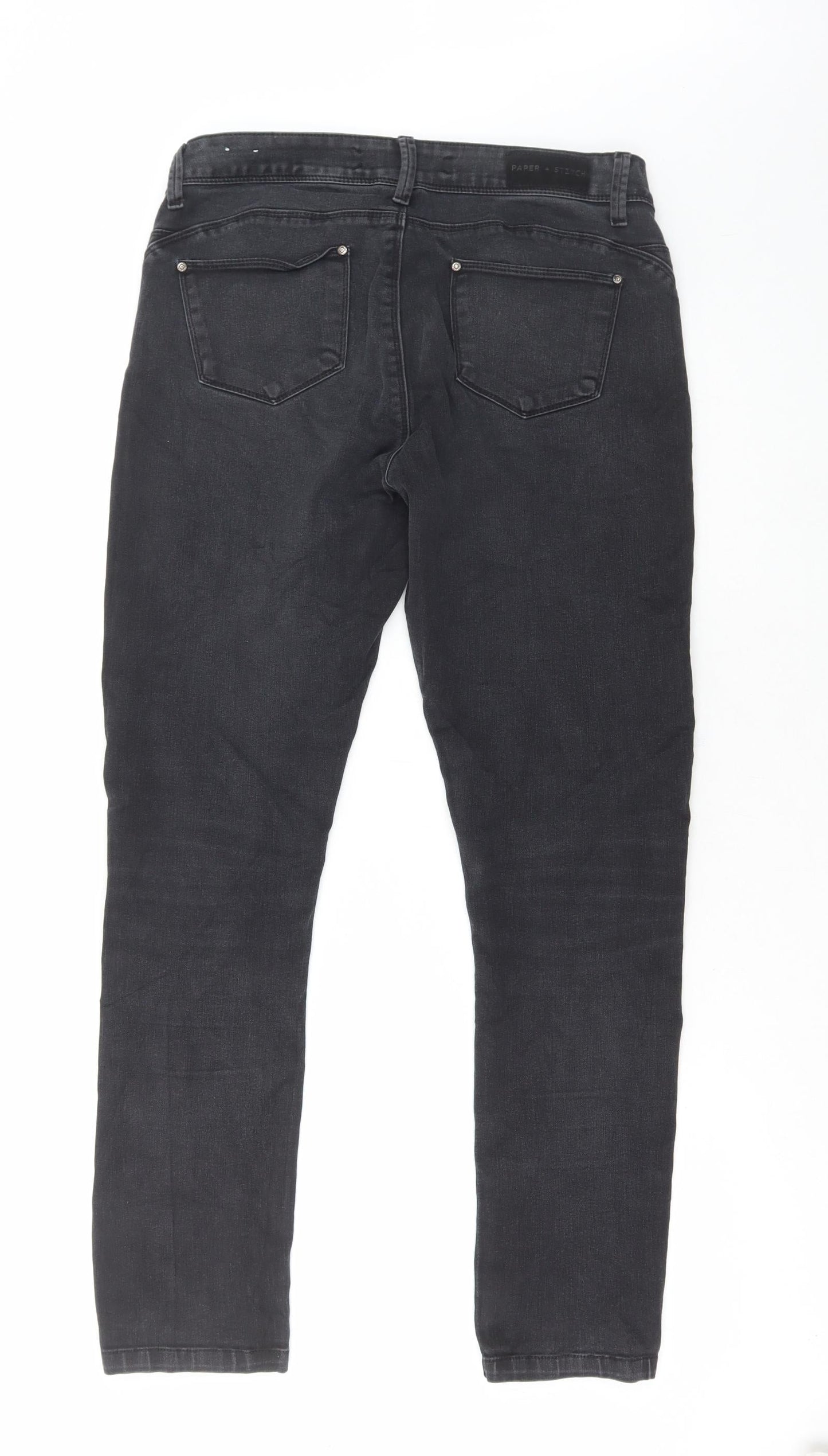 paper & stitch Mens Grey Cotton Skinny Jeans Size 32 in L30 in Regular Button