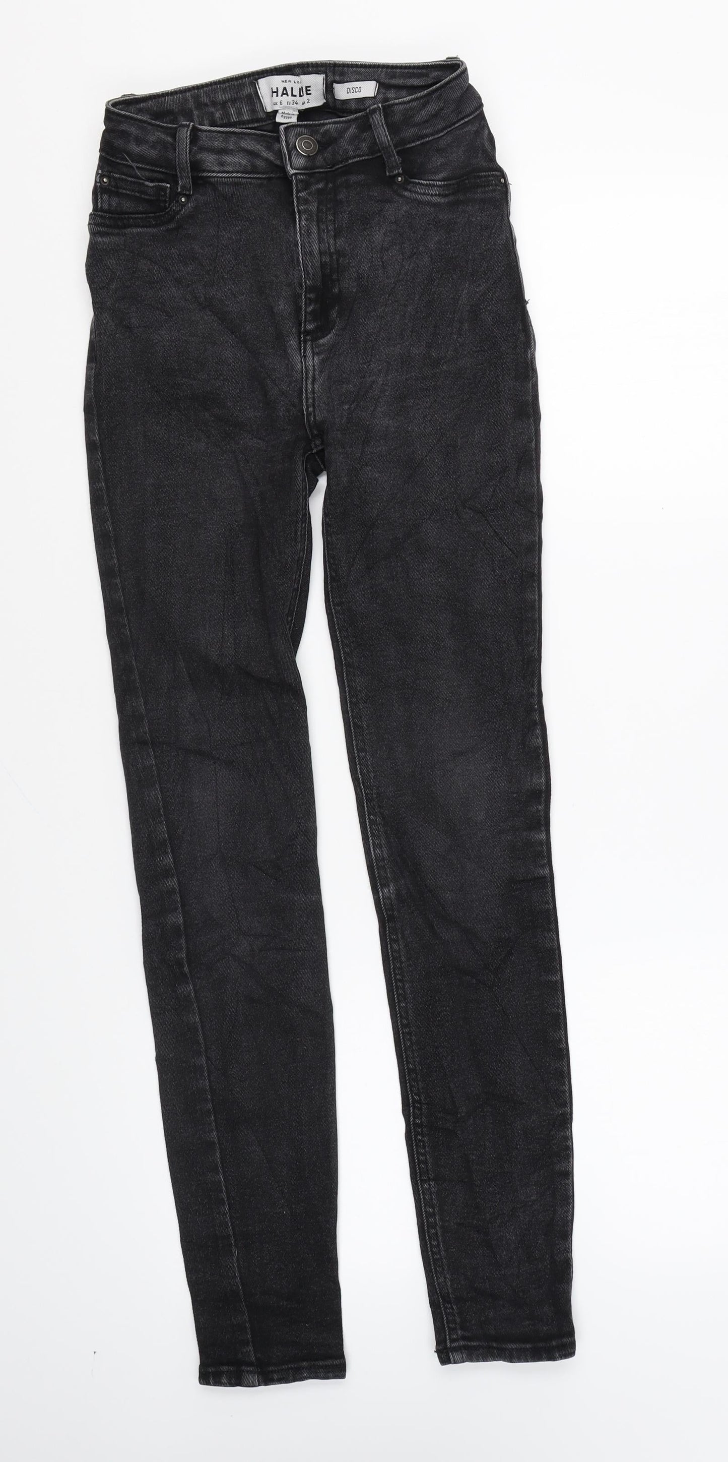 New Look Womens Grey Cotton Skinny Jeans Size 6 L26 in Regular Zip