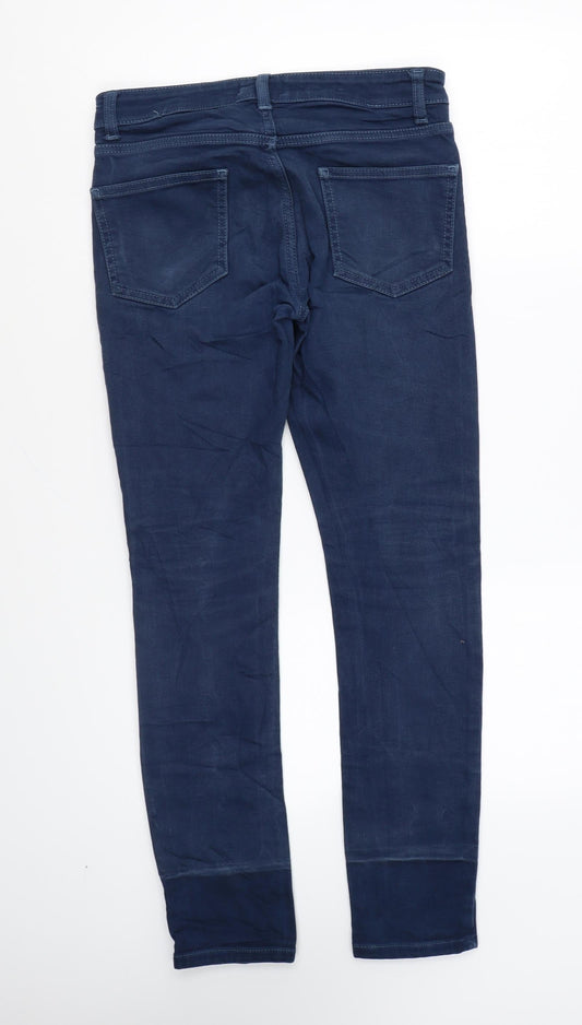 Topman Mens Blue Cotton Skinny Jeans Size 28 in L27 in Regular Zip