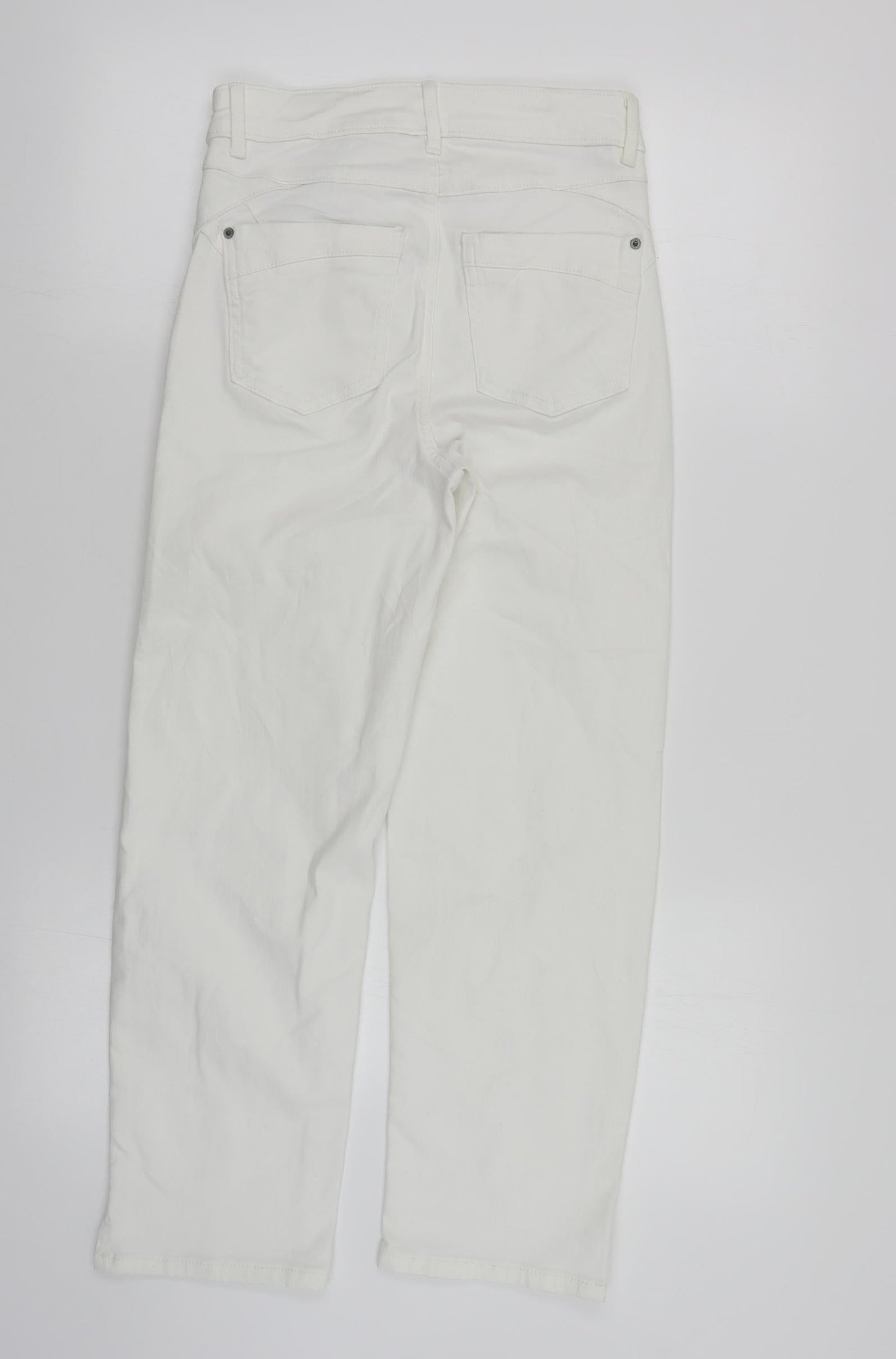 Marks and Spencer Womens White Cotton Straight Jeans Size 8 L24 in Regular Zip