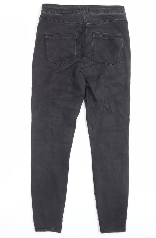 Papaya Womens Grey Cotton Skinny Jeans Size 12 L28 in Regular Button