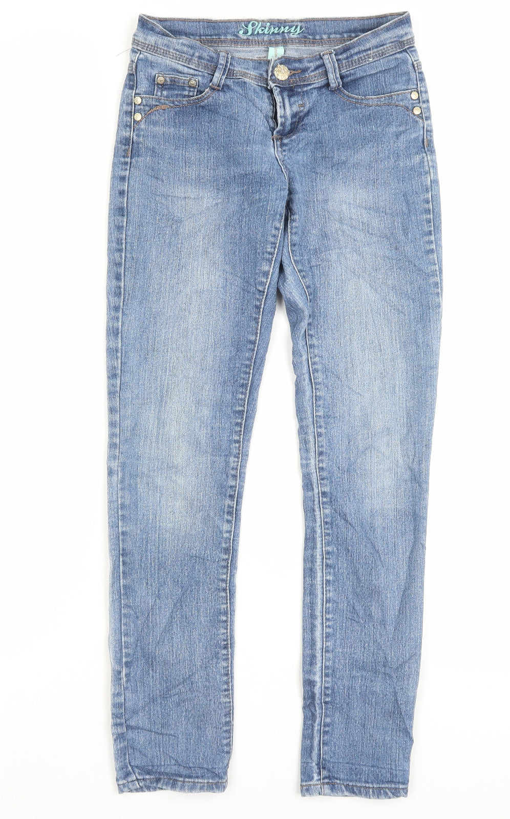 Denim&co Womens Blue Cotton Skinny Jeans Size 6 L29 in Regular Button