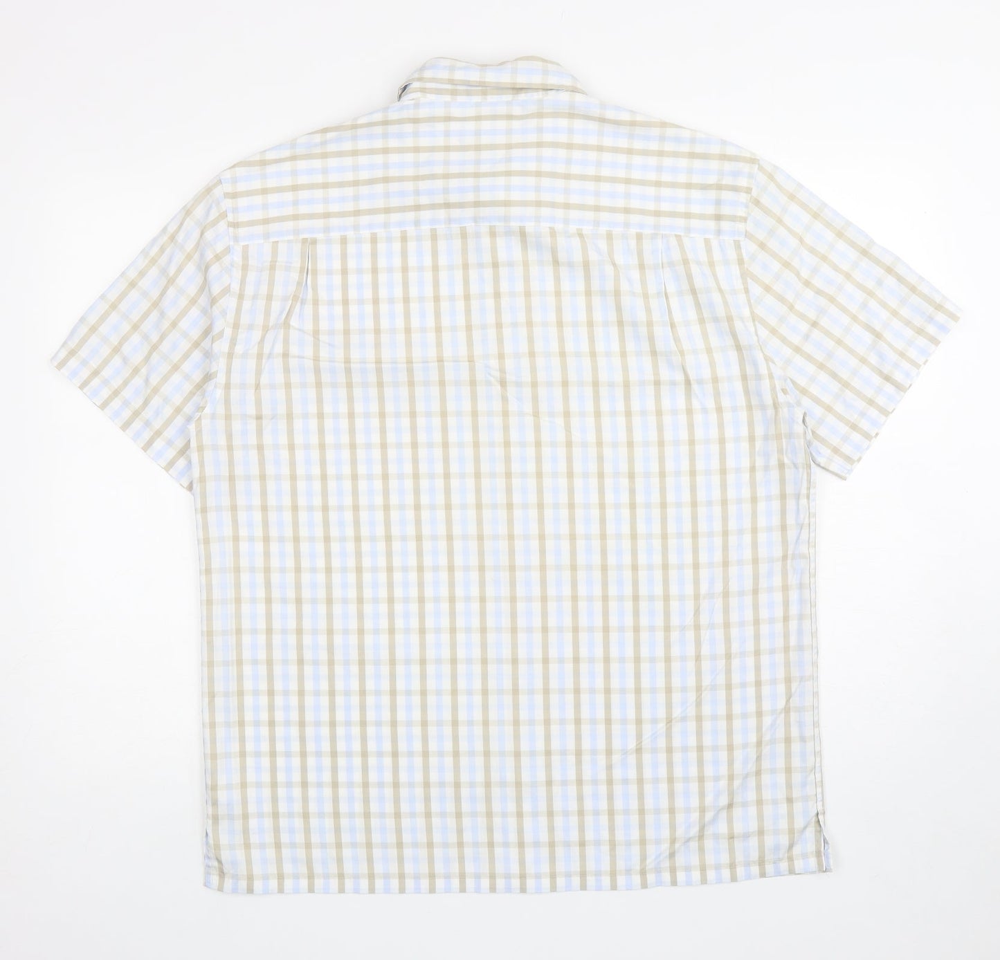 NEXT Mens White Plaid Cotton Button-Up Size L Collared Button