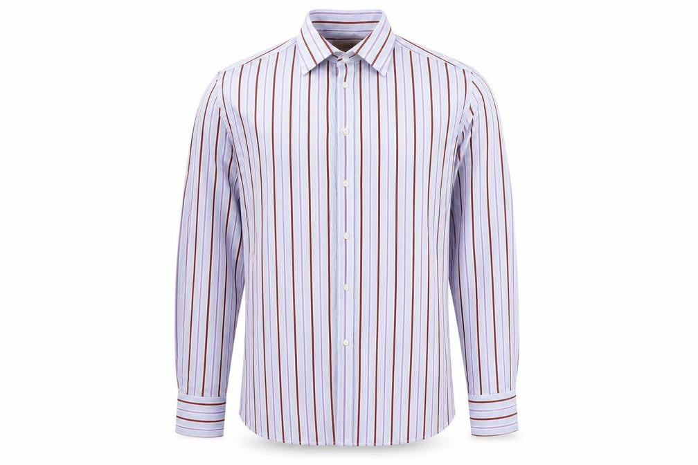 Marks and Spencer Mens Blue Striped Cotton Button-Up Size L Collared Button