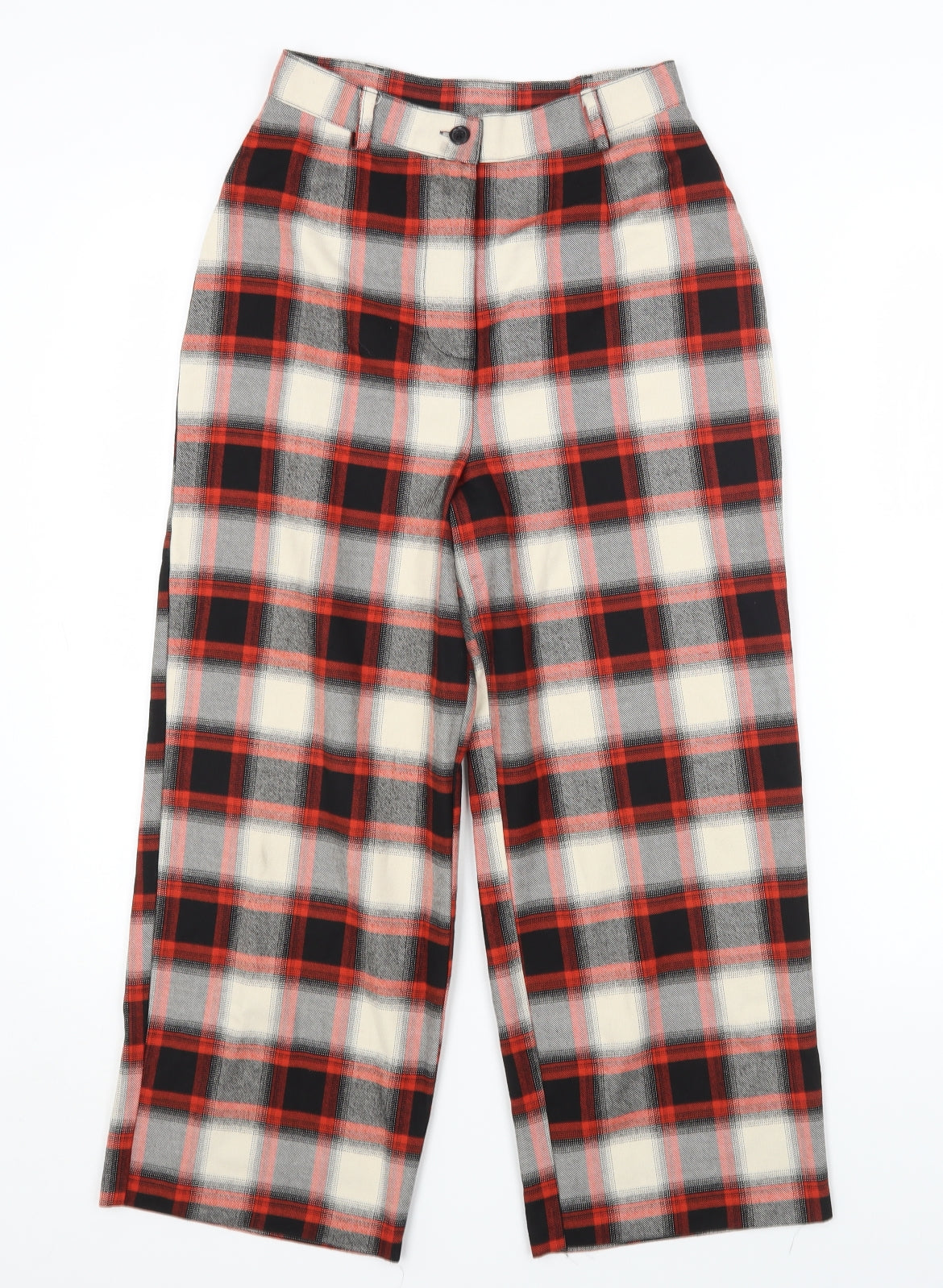 LIGHT BEFORE DARK Womens Multicoloured Check Polyester Trousers Size XS L22 in Regular Button