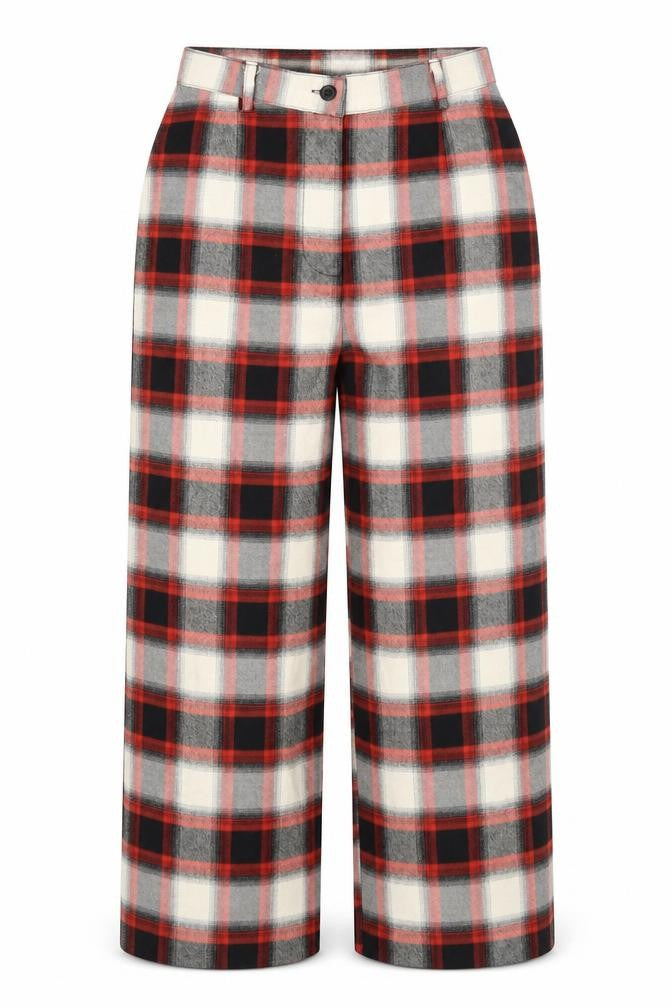 LIGHT BEFORE DARK Womens Multicoloured Check Polyester Trousers Size XS L22 in Regular Button