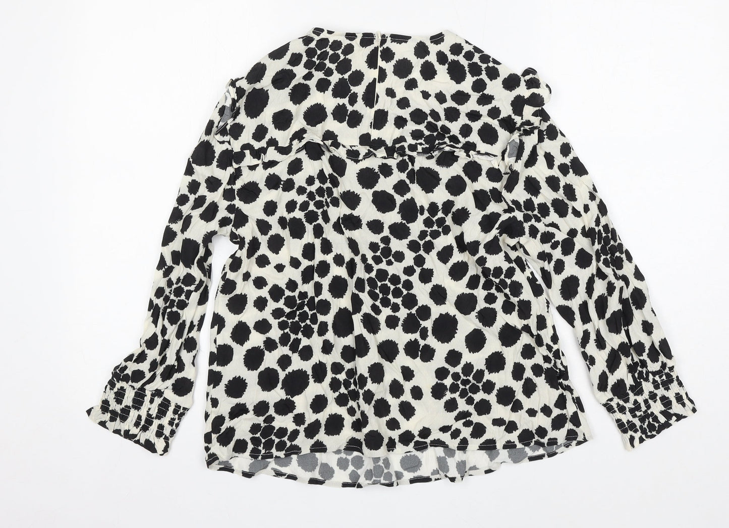 NEXT Womens Ivory Polka Dot Viscose Basic Blouse Size 10 Round Neck