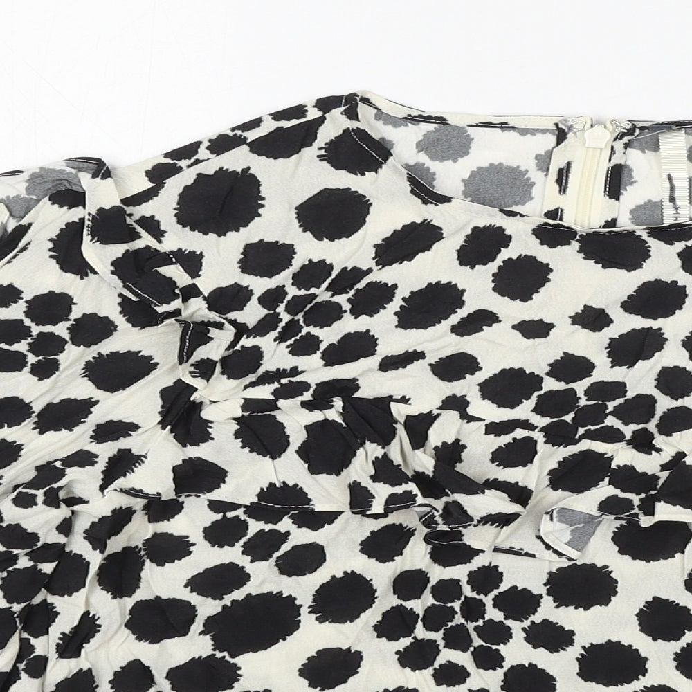 NEXT Womens Ivory Polka Dot Viscose Basic Blouse Size 10 Round Neck