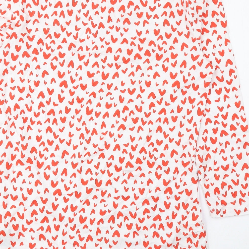 Marks and Spencer Womens Red Geometric Cotton Basic Blouse Size 10 Boat Neck