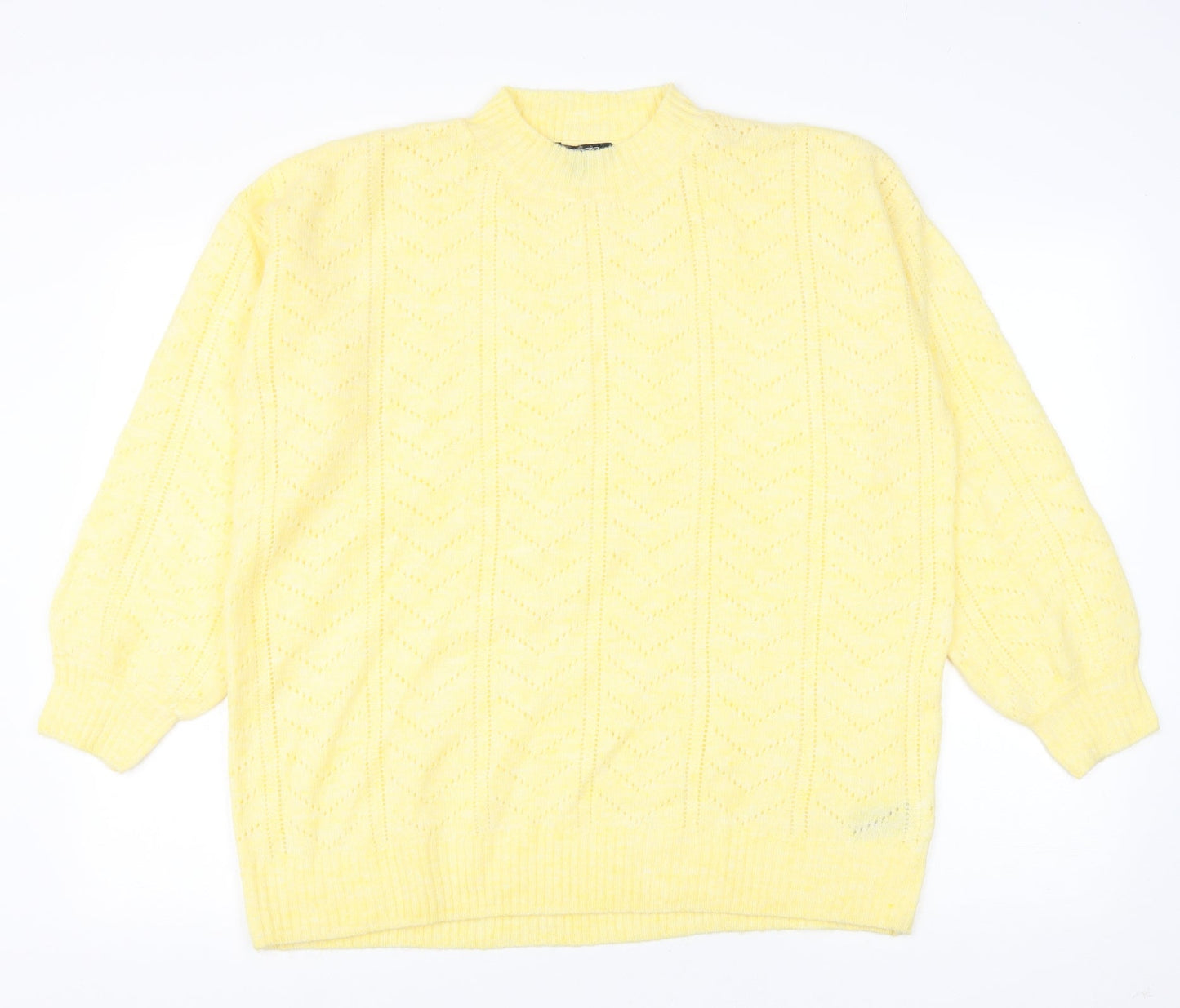 ESMARA Womens Yellow Mock Neck Polyester Pullover Jumper Size 14