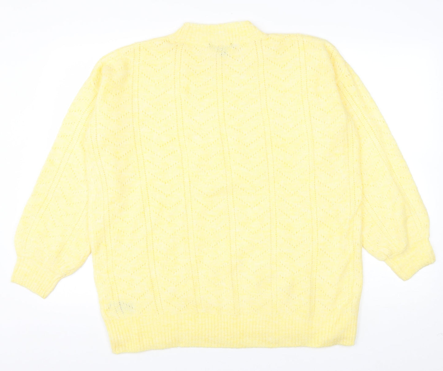 ESMARA Womens Yellow Mock Neck Polyester Pullover Jumper Size 14