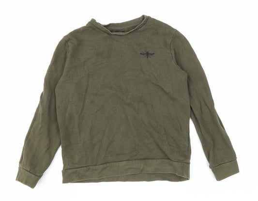 River Island Boys Green Cotton Pullover Sweatshirt Size 9-10 Years Pullover - Insect